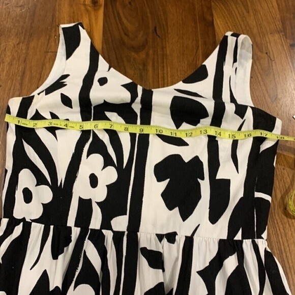 Talbots Large Floral Black & White Cotton Lightweight Midi Dress Sz 6 - Picture 6 of 8